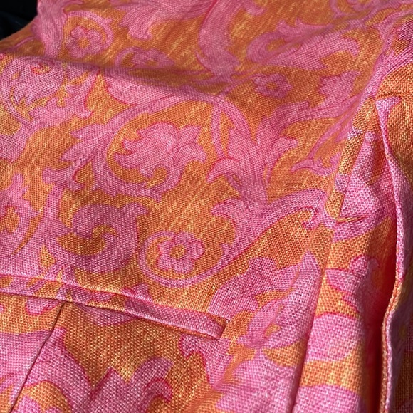 Elizabeth and James Gladys retro style tangerine pattern linen pant sz 4 NWT - Picture 5 of 5